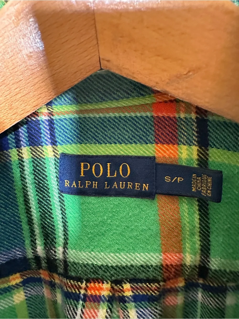 Polo Ralph Lauren Green Plaid Multi Color Striped Soft Flannel Shirt Men’s Size